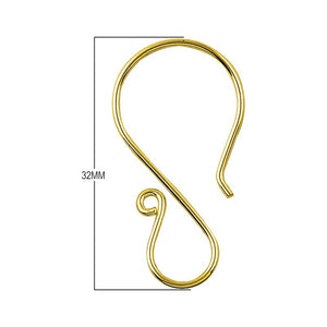 18K Gold Overlay Earwire For Jewelry Making With Polished Finish Handcrafted In India