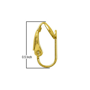 18K Gold Overlay Clip Leverback Earwire For Jewelry Making With Polished Finish Handcrafted In India