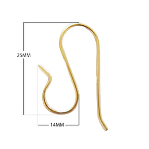 18K Gold Overlay S Shape Earwire For Jewelry Making Handcrafted In India
