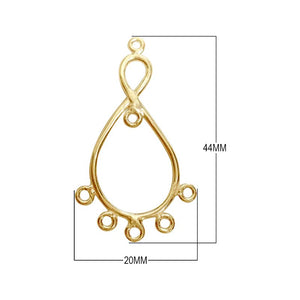 Bulk 18K Gold Overlay Over copper teardrop chandelier earring finding with multiple loops for professional jewelry manufacturing, handcrafted in India.