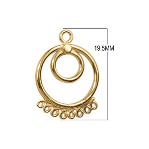 18K Gold Overlay Circular Multi-Loop Earwire Connector With Polished High-Gloss Finish