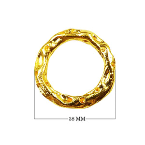 Handcrafted textured circle ring with 18K Gold Overlay over Copper, artisan-made jewelry from India.