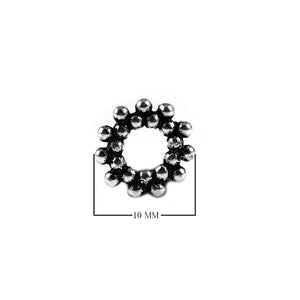 Beaded circle silver overlay over copper ring blank with raised granule design handcrafted in India for wholesale jewelry making