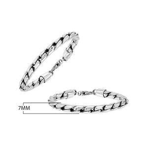 Sterling Silver Bali Handcrafted Wide Link Chain Bracelet With Secure Lobster Lock.