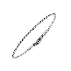 Sterling silver Bali rope-pattern bracelet with polished finish and Lobster clasp.