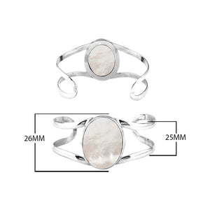 Wholesale Sterling Silver Cuff Bracelet With Oval Mother Of Pearl Centerpiece