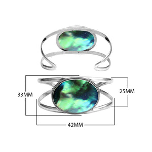 Wholesale Sterling Silver Cuff Bracelet With Oval Abalone Shell Centerpiece