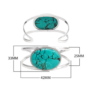 Wholesale Sterling Silver Cuff Bracelet With Oval Turquoise Shell Centerpiece