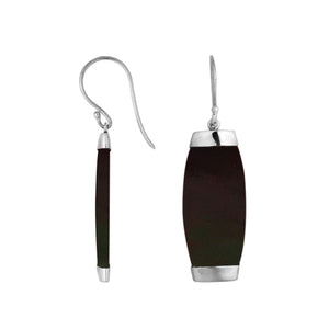 Sterling silver earring with Shell Black long curved drop design, handcrafted wholesale jewelry from Bali