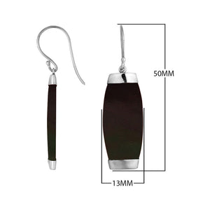 Sterling silver earring with Shell Black long curved drop design, handcrafted wholesale jewelry from Bali