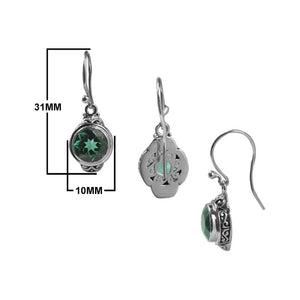 Sterling Silver Green Quartz Round Hook Earrings For Wholesale Collection