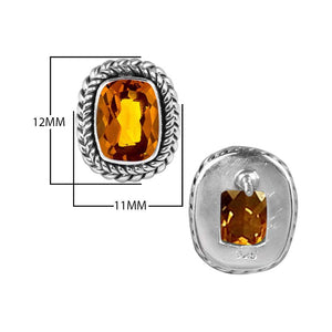 Sterling Silver Oval Cushion Stud Earrings With Citrine
