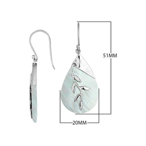 Wholesale Sterling Silver White Shell Leaf Drop Earrings Handcrafted In Bali