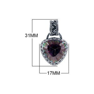 Sterling Silver Mystic Quartz Triangle Pendant With Textured Balinese Bezel.