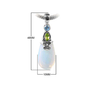 Wholesale sterling silver pendant with Peridot, Opalite, and Blue Topaz Quartz handcrafted in Bali