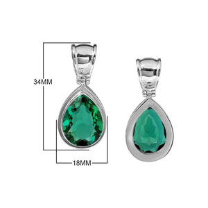 Sterling Silver Green Quartz Pear Pendant With Faceted Teardrop Stone In Smooth Modern Bezel Setting