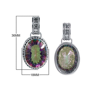 Sterling Silver Pendant With Mystic Quartz In Oval Bali Design