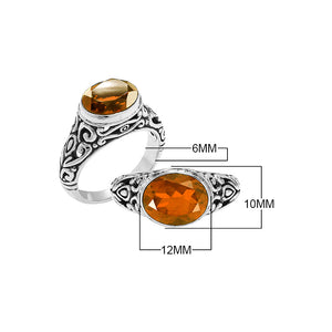 Sterling Silver handcrafted ring with Citrine Quartz wholesale from Bali, Indonesia