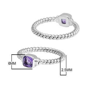 Wholesale Sterling Silver Amethyst Quartz Cushion Rope Ring – 925 Silver Jewelry From Bali