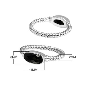 Wholesale Sterling Silver Black Onyx Marquise Rope Ring – 925 Silver Jewelry From Bali