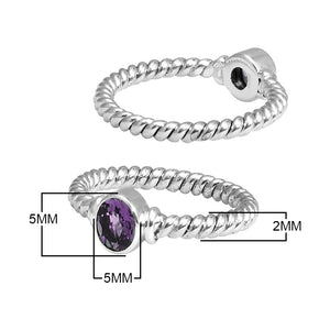 Wholesale Sterling Silver Amethyst Quartz Round Rope Ring – 925 Silver Jewelry From Bali