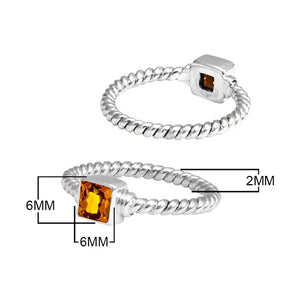 Wholesale sterling silver Citrine Quartz square rope band ring handcrafted in Bali.