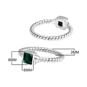 Wholesale sterling silver Green Quartz square rope band ring handcrafted in Bali.