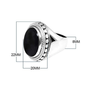 Wholesale Sterling Silver Black Onyx Ring With Beaded & Rope Border Design Handcrafted In Bali