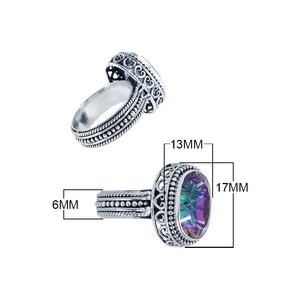 Wholesale Sterling Silver Mystic Quartz Ring With Filigree And Beaded Balinese Design Handcrafted In Bali