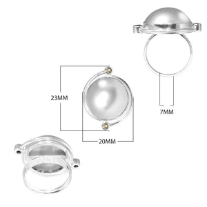 Sterling Silver Ring With Mabe Pearl And Citrine Quartz, Minimalist Designer Ring, Mirror Polished Antique Finish
