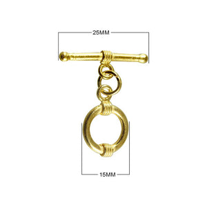 18K Gold Overlay Double Wire Toggle Clasp with polished golden finish, handcrafted in India