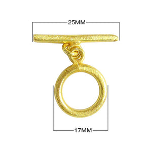 18K Gold Overlay Textured Round Toggle Clasp with polished golden finish, handcrafted in India