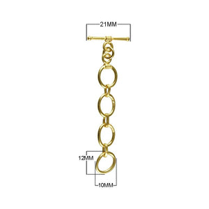 18K Gold Overlay Multi-Link Toggle Clasp with polished golden finish, handcrafted in India
