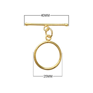 18K Gold Overlay Classic Round Toggle Clasp with polished golden finish, handcrafted in India