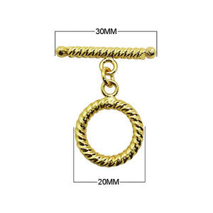 Wholesale 18K Gold Overlay Rope Design Toggle Clasp handcrafted in India