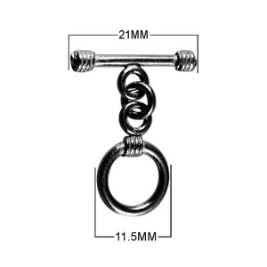 Wholesale Black Rhodium Overlay toggle clasp with circular ring and wrapped bar, handcrafted in India.