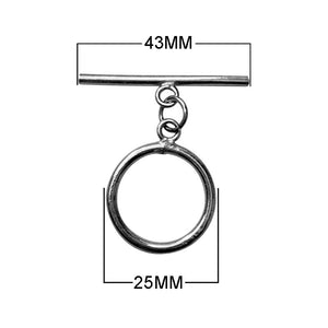 Wholesale Black Rhodium Overlay toggle clasp with circular ring and plain straight bar, handcrafted in India.