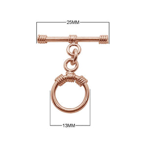 Wholesale Rose Gold Overlay Toggle Clasp handcrafted in India with circular wrapped accent design