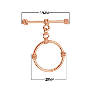 Wholesale Rose Gold Overlay Toggle Clasp handcrafted in India with round loop and rope detailing