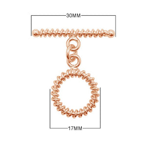 Rose Gold Overlay toggle clasp with textured circular loop and detailed bar for wholesale jewelry supply.