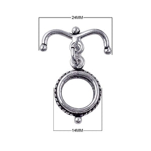Wholesale silver overlay rope-edge toggle clasp for jewelry making