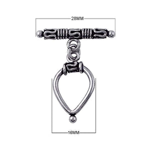 Handcrafted Silver Overlay teardrop hook and bar clasp, jewelry making accessory for DIY bracelets and necklaces.