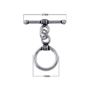 Silver Overlay wire-wrapped toggle clasp – wholesale bulk jewelry findings from Bali for bracelets and necklaces.