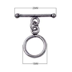 Silver Overlay round toggle clasp in bulk, handcrafted in India – durable bar and loop design for jewelry making supplies.