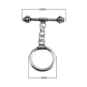 Silver Overlay decorative toggle clasp with ornamental bar ends, handcrafted in India for wholesale jewelry findings and bulk supply.