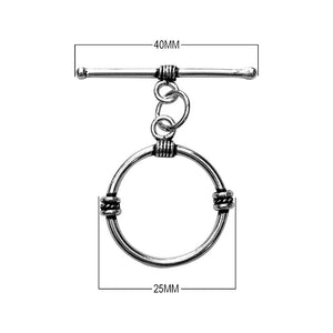 Silver Overlay wire-wrapped toggle clasp with circular ring and bar design, handcrafted in India for wholesale jewelry findings.