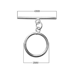 Silver Overlay classic toggle clasp with round ring and straight bar, handcrafted in India for wholesale jewelry findings.