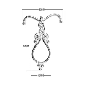 Silver Overlay toggle clasp with teardrop loop and swirl detailing, handcrafted jewelry finding for wholesale buyers, handcrafted in India.