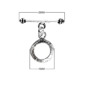 Silver Overlay round toggle clasp with simple circular loop and bar closure, handcrafted jewelry finding for wholesale buyers, handcrafted in India.