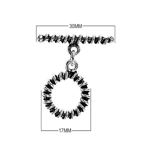 Silver Overlay textured toggle clasp with circular ridged loop and matching bar, handcrafted jewelry finding for wholesale buyers, handcrafted in India.